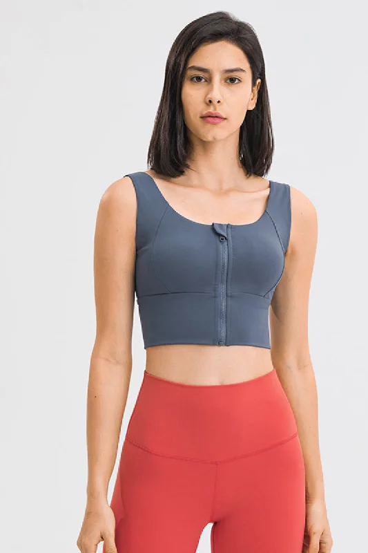 Zipper Front Sport Tank Top teal tank top