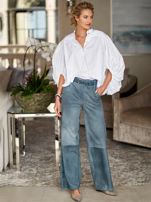 Svea Suede Pant Comfortable Wide-Leg Pants
