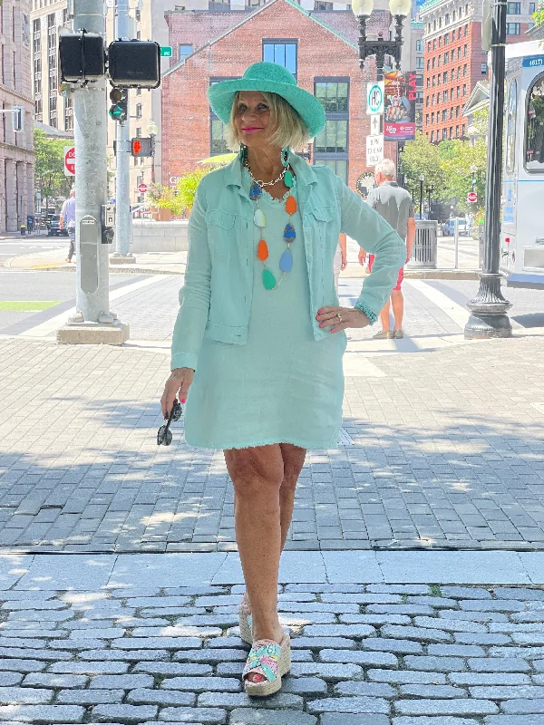 LULU-B SEAFOAM LINEN JACKET Satin Jacket Silk Jacket Chiffon Jacket