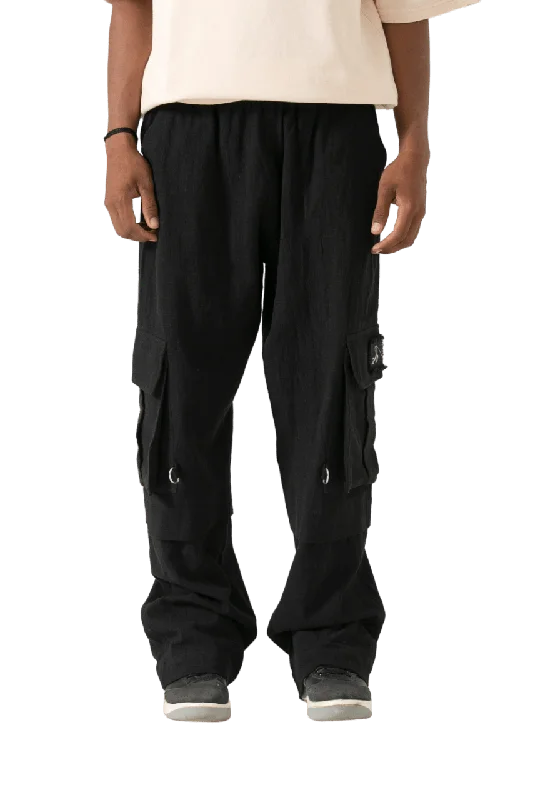black handwoven khaddar cargo pants Casual Track Pants