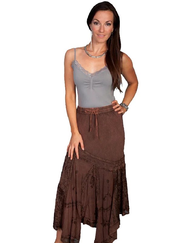 Scully Honey Creek Womens Multi-Fabric Skirt Copper 100% Rayon Long XL athletic skirt fit