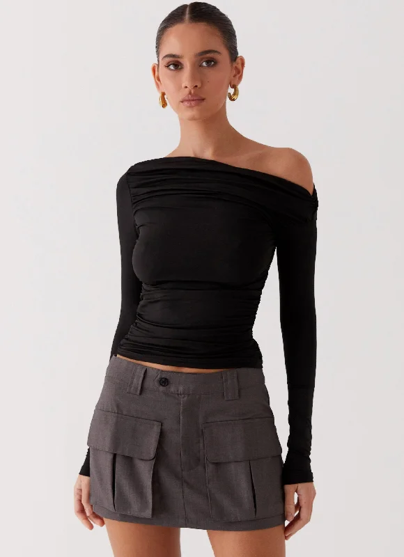 Bad Blood Cargo Mini Skirt - Army asymmetrical skirt cut
