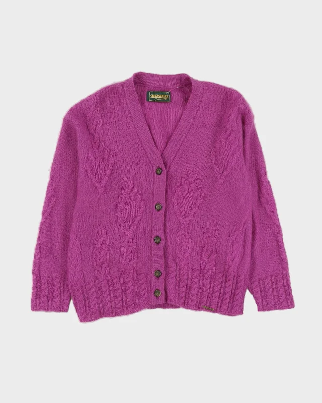Austrian Geiger Lilac Knitted Cardigan - M Chenille Brocade Lace