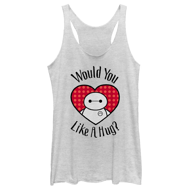 Women's Big Hero 6 Valentine Baymax Likes Hug Racerback Tank Top lace back tank