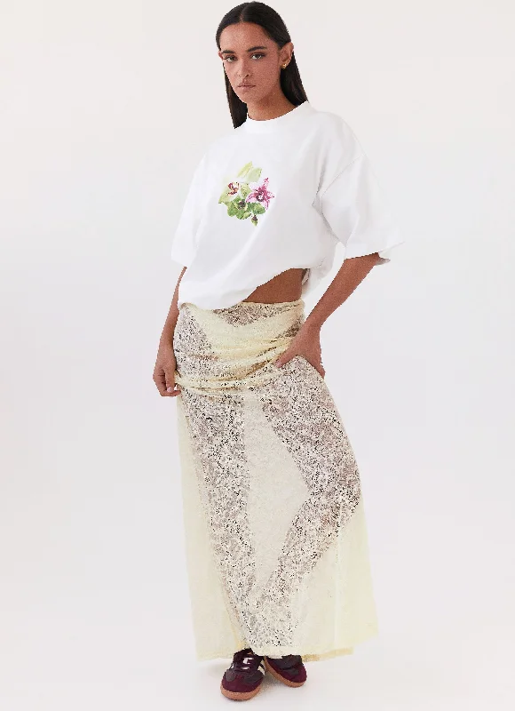 Atoir Lace Maxi Skirt - Yellow pencil skirt chic