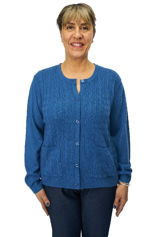 Adaptive Cardigan - Gillian | Blue Beaded Cardigan Sequined Faux Fur