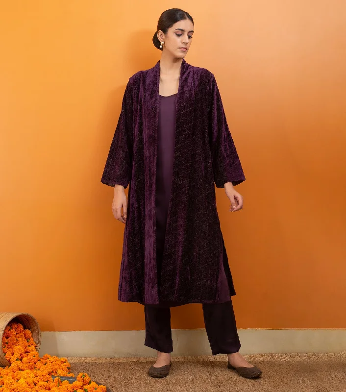 Plum Embroidered Velvet Jacket Herringbone Jacket Houndstooth Jacket Plaid Jacket
