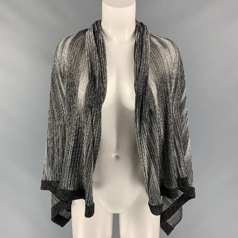MISSONI Size One Size Silver & Black Knitted Viscose Blend Cardigan Stylish Fashionable Trendy