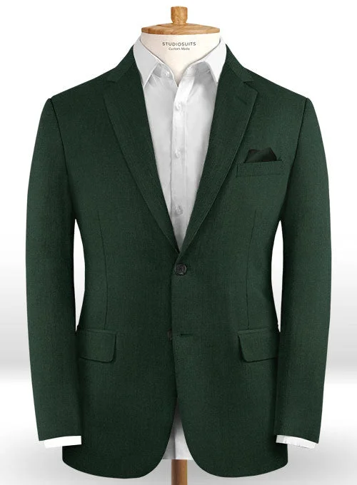 Scabal Forest Green Wool Jacket Faux Fur Fabric Real Fur Fabric Shearling Fabric