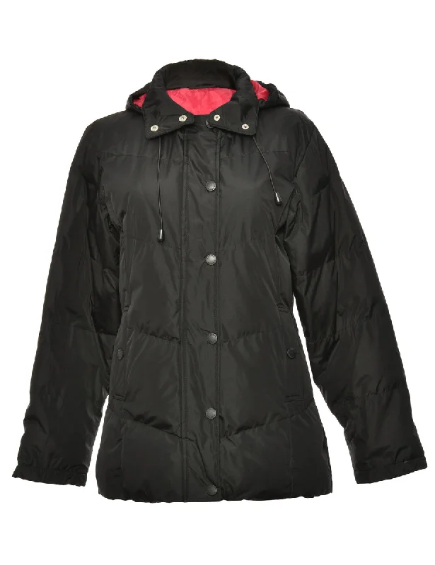 Zip-Front Black Classic Puffer Jacket - M Nylon Jacket Polyester Jacket Spandex Jacket