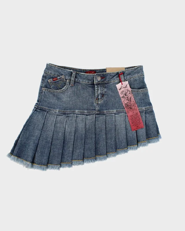 Y2K 00s Dish Deadstock Asymmetrical Denim Mini Skirt - M velvet skirt luxurious