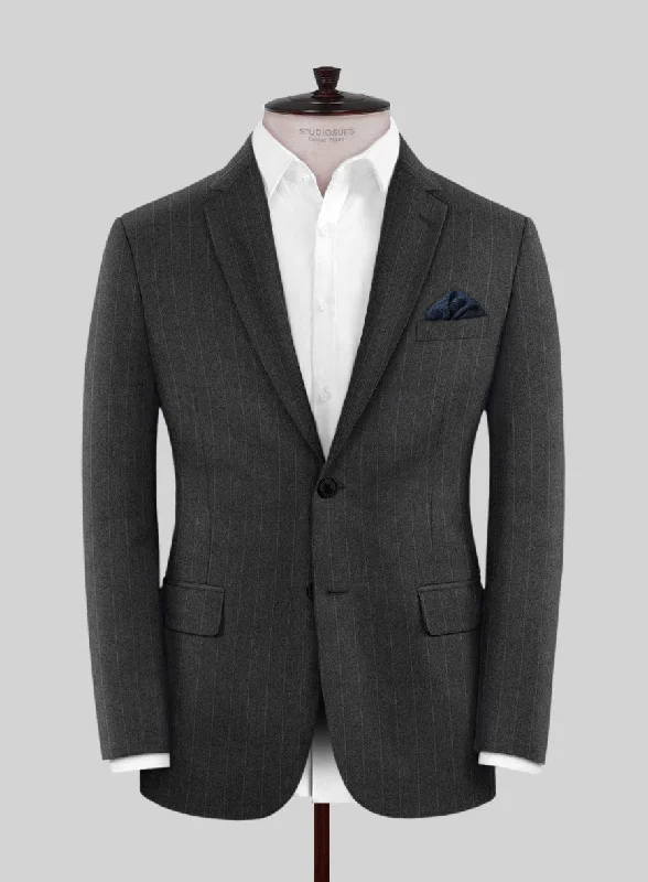 Scabal Litni Stripe Gray Wool Jacket Fitted Jacket Loose Jacket Oversized Jacket