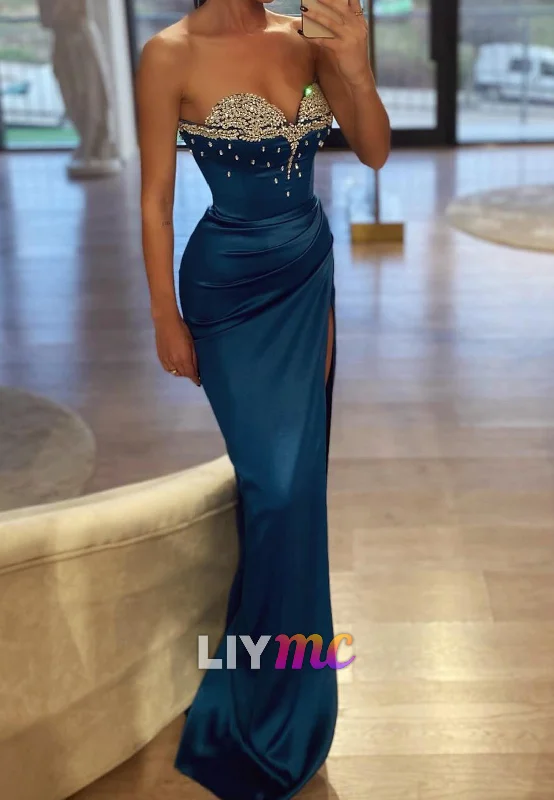 Sweetheart Sleeveless Beaded Sleek Formal Dress Mermaid Party Dress Tunics Top Casual Sweetheart Sleeveless Beaded Sleek Formal Dress Mermaid Party Dress Tunics Top Casual