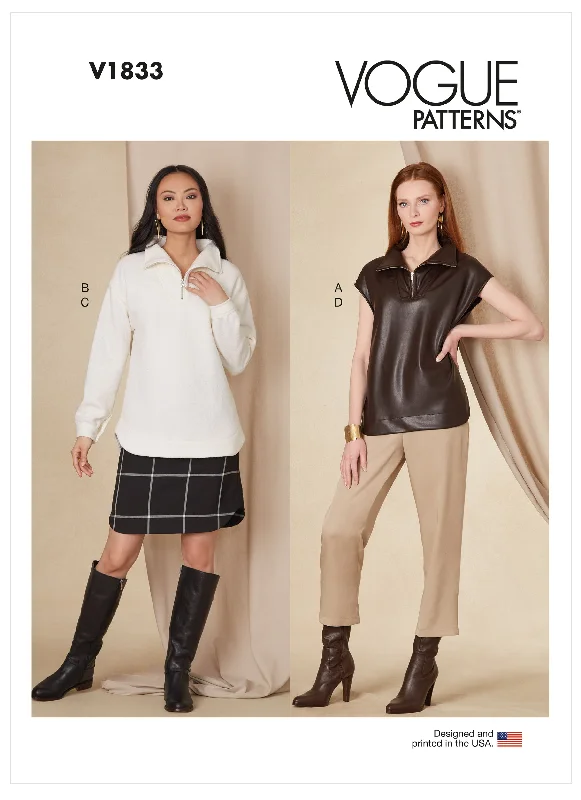 Vogue Pattern V1833  Misses' Top, Skirt and Pants Relaxed High-Waist Trousers