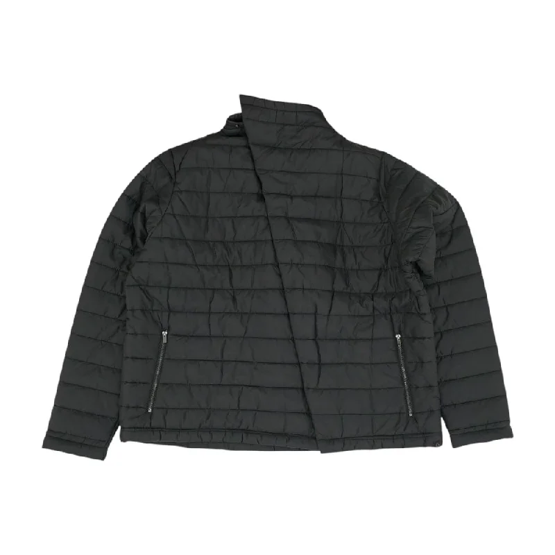 Black Solid Puffer Jacket Hooded Jacket Caped Jacket Shawl Collar Jacket