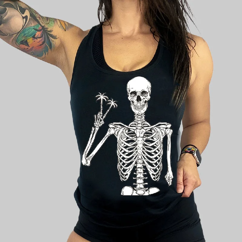 Ladies "Peace Skeleton" Racerback Tank fitted tank top