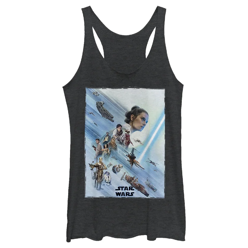 Women's Star Wars: The Rise of Skywalker Rey Poster Racerback Tank Top stretchy tank top Women's Star Wars: The Rise of Skywalker Rey Poster Racerback Tank Top stretchy tank top