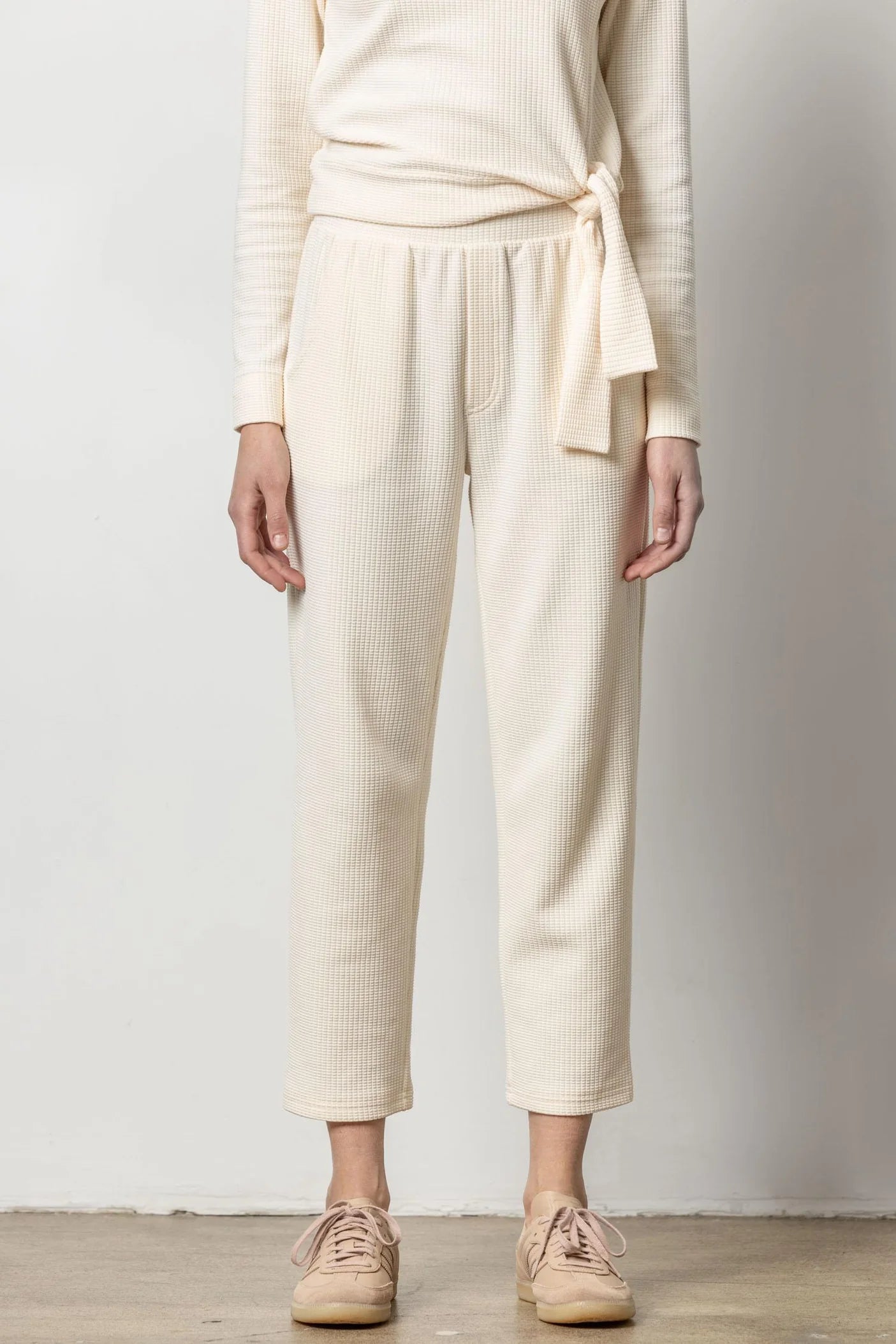 Straight Leg Waffle Pant in Talc Fashionable Work Pants