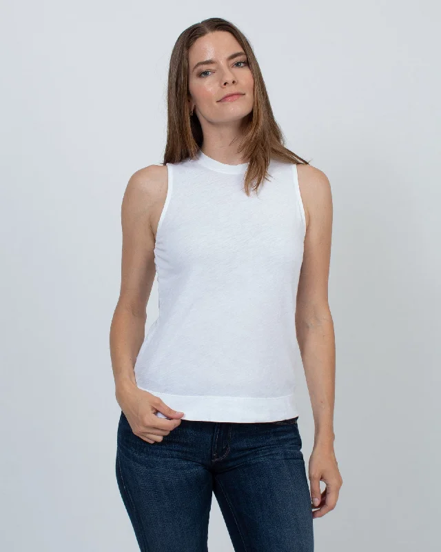 White High Neck Crew Tank workout tank top