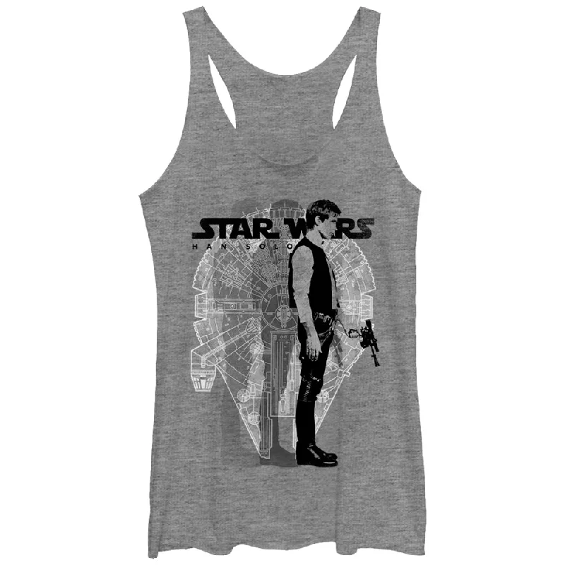 Women's Star Wars Millennium Falcon Han Solo Racerback Tank Top mesh tank top