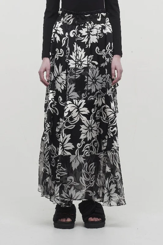 Sacai Nylon Floral Print Skirt linen skirt breathable