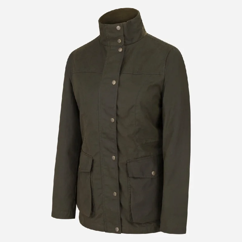 Hoggs of Fife Caledonia Ladies Waxed Jacket Welt Pockets Slit Pockets Flap Pockets
