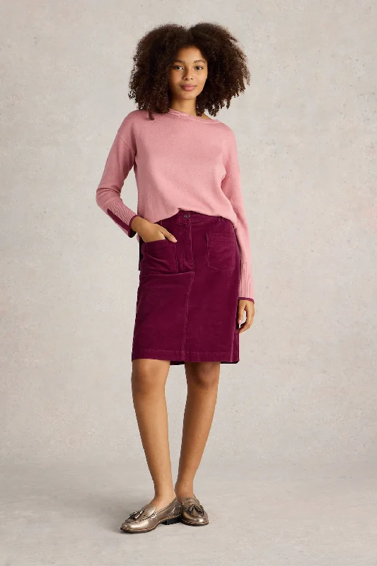 White Stuff Melody Deep Red Organic Cord Skirt silk skirt smooth
