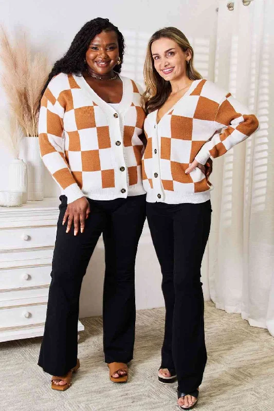 Double Take Button-Up V-Neck Dropped Shoulder Cardigan Spandex Blend Rayon Blend Denim Blend