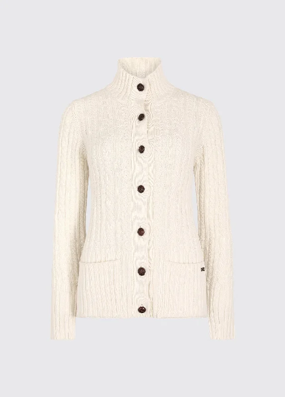 Cardigan de pêcheur Ardrahan - Oyster Open Front Closed Front Wrap Front