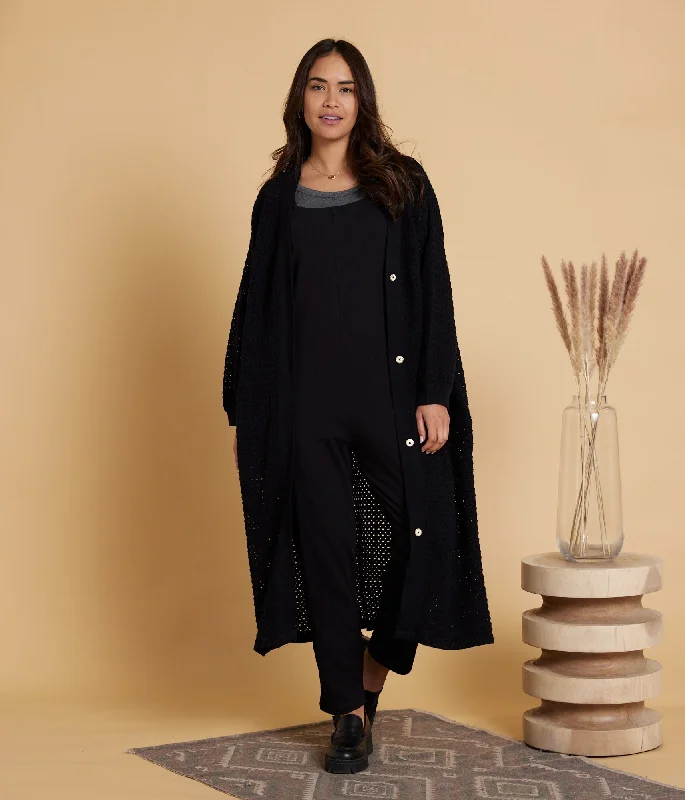 Almond Cardigan - Black Transparent Opaque Sheer