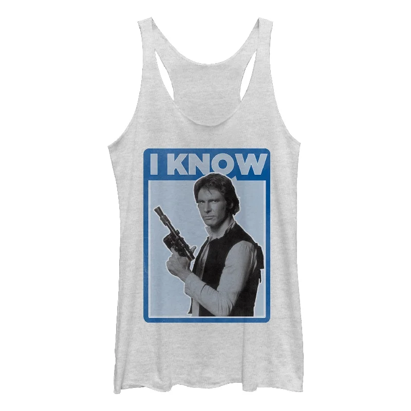 Women's Star Wars Han Solo Quote I Know Racerback Tank Top lime green tank