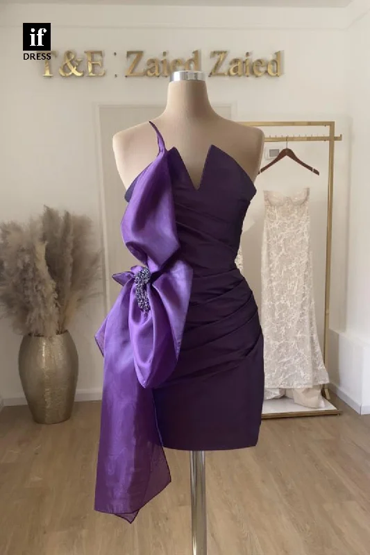 F1869 - Exquisite Strapless V-Neck Bow-Knot Short Cocktail Homecoming Party Dress Tunics Luxurious high-end F1869 - Exquisite Strapless V-Neck Bow-Knot Short Cocktail Homecoming Party Dress Tunics Luxurious high-end