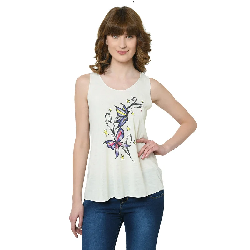 Mack Jonney White Tank Top For Women's striped tank top