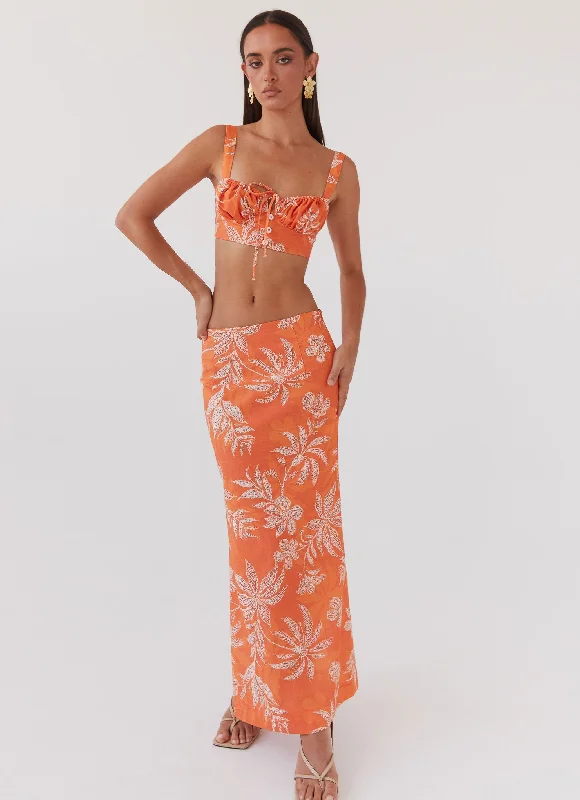 Born For Bordeaux Linen Skirt - Tropic Sunset chiffon skirt airy
