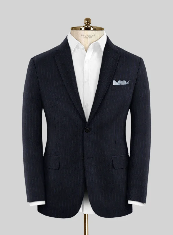Scabal Ciaz Stripe Blue Wool Jacket Chenille Jacket Brocade Jacket Lace Jacket