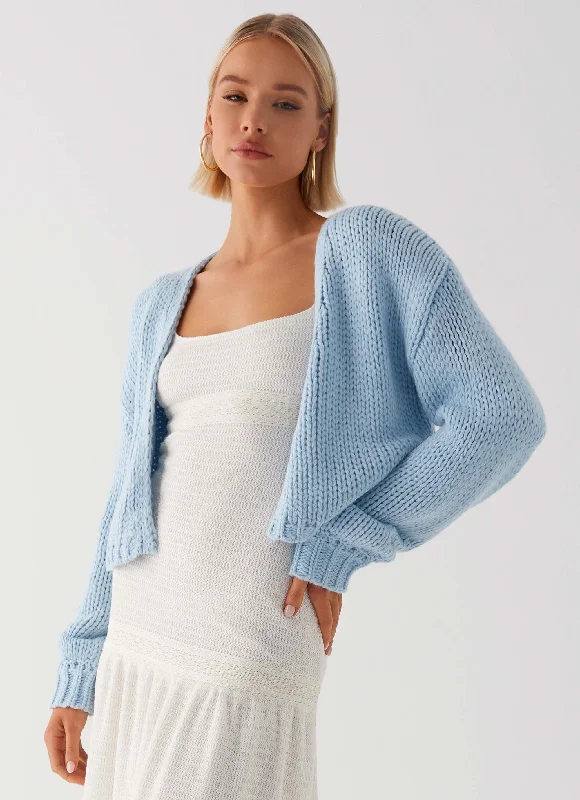 Jasleen Knit Cardigan - Blue Sequined Glittery Shiny
