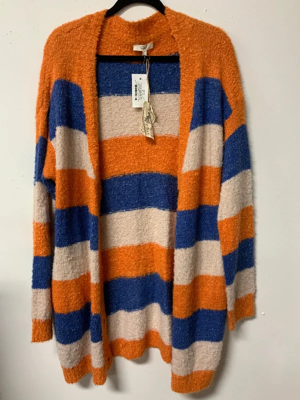 Easel (M) blue, orange, & cream button cardigan NWT Machine Wash Dry Clean Hand Wash