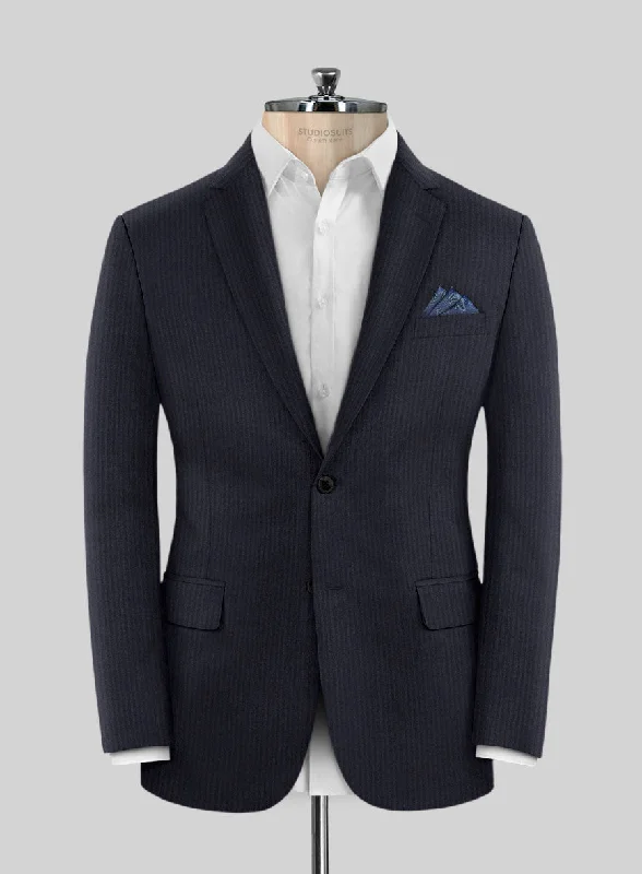 Scabal Ascio Stripe Blue Wool Jacket Chenille Fabric Brocade Fabric Lace Fabric
