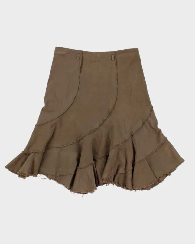 Vintage Woman's Khaki Asymmetric skirt - M denim skirt trendy