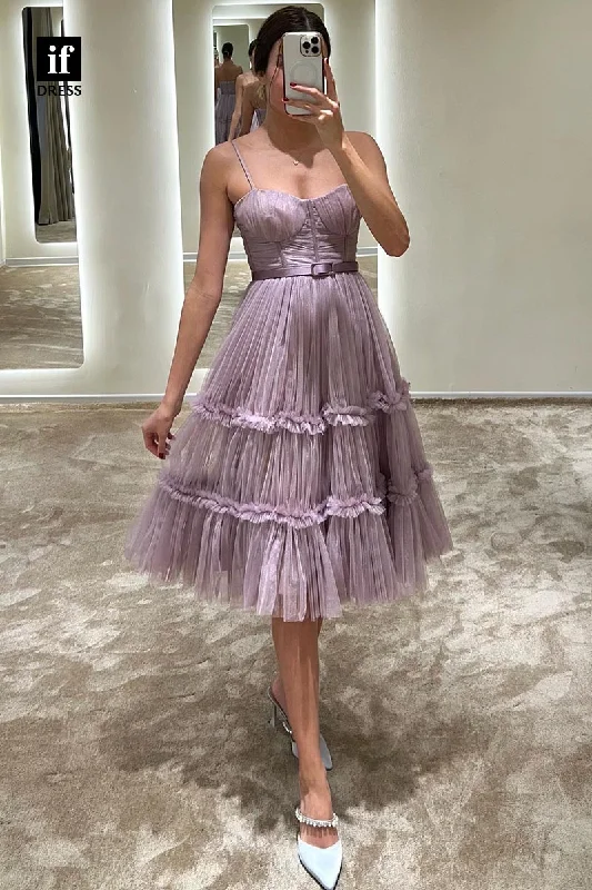 F1823 - Classic A-Line Straps Tulle Sleevelsss Knee Length Cocktail Homecoming Party Dress Tunics Seasonal trendy F1823 - Classic A-Line Straps Tulle Sleevelsss Knee Length Cocktail Homecoming Party Dress Tunics Seasonal trendy