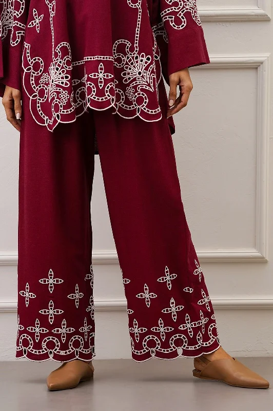 DEOSAI EMBROIDERED PANTS Fashionable Tapered Leg Pants