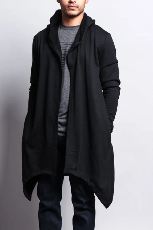 Long Length Drape Cape Cardigan Hoodie Tailored Straight A-Line