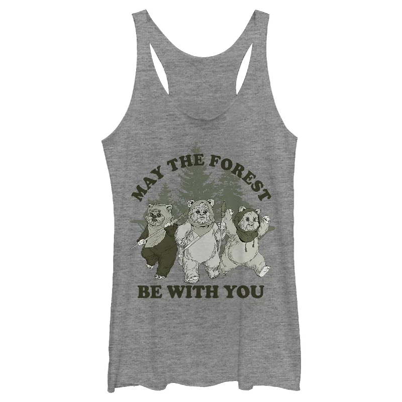 Women's Star Wars Ewok May The Forest Racerback Tank Top gold tank top