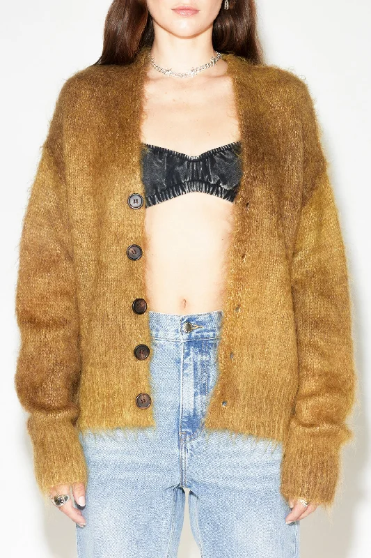 Stolen Girlfriends Club Altered State Cardigan - Gold Mix Solid Color Striped Floral Print