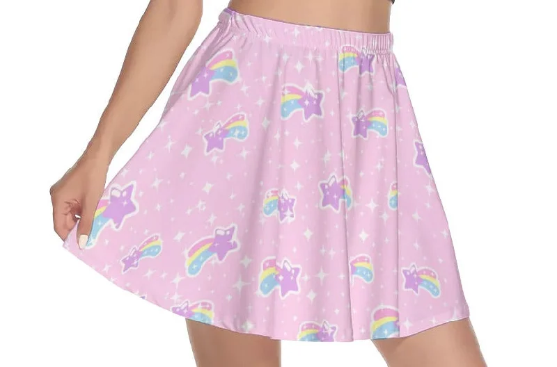 Bubblegum Bunny Shooting Stars Mini Skater Skirt denim skirt fashionable