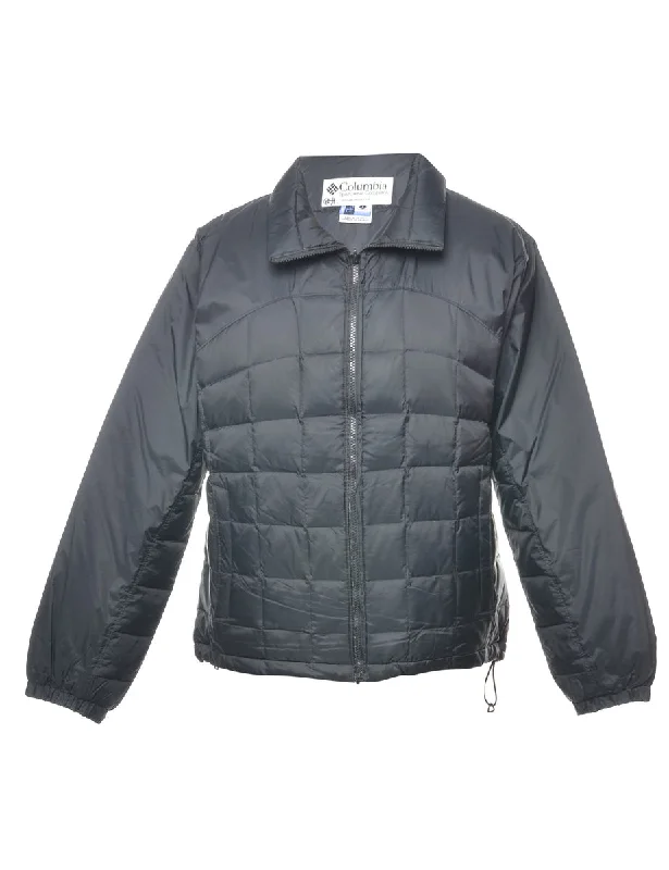 Columbia Quilted Black Puffer Jacket - L Snapped Jacket Toggled Jacket Drawstring Jacket