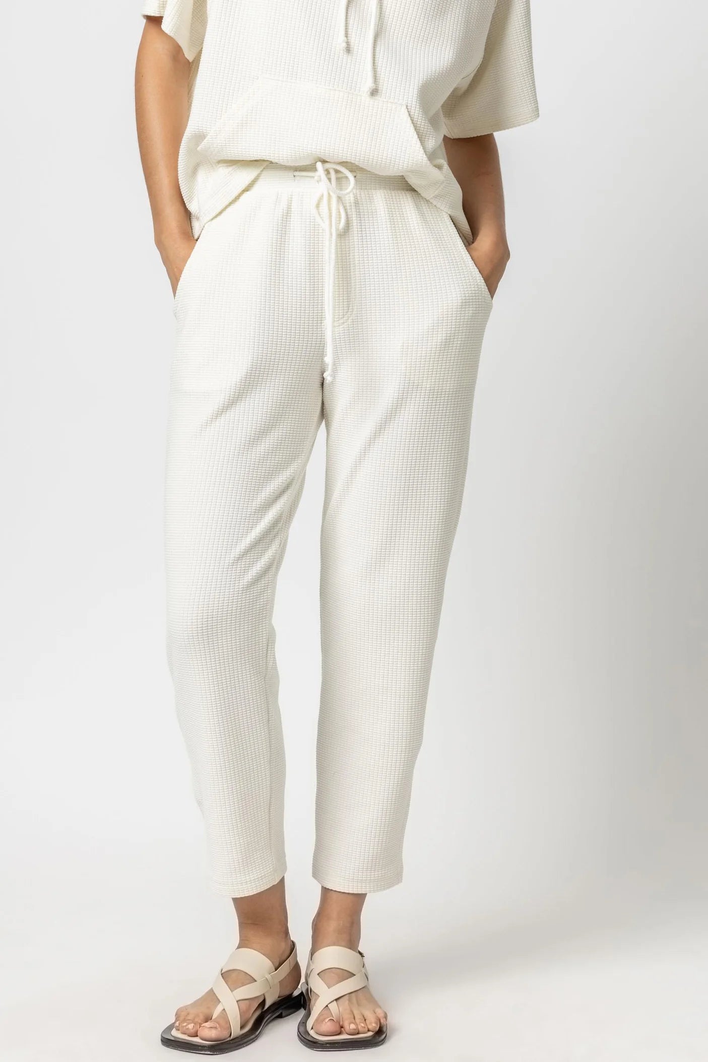 Straight Leg Waffle Pant Trendy Printed Leggings