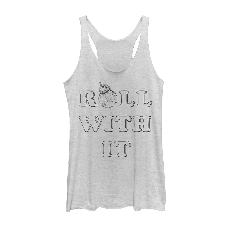 Women's Star Wars The Last Jedi BB-8 Roll Racerback Tank Top cold shoulder tank