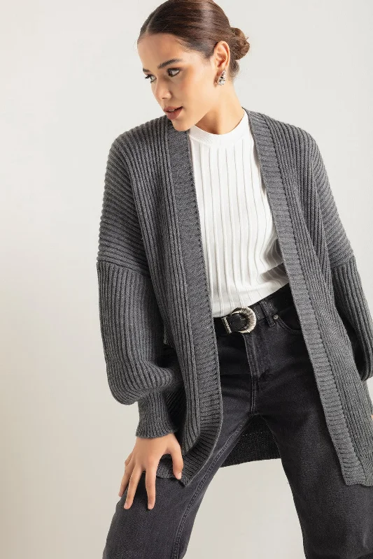 Woman Oversize Striped Knitwear Cardigan Spandex Blend Rayon Blend Denim Blend