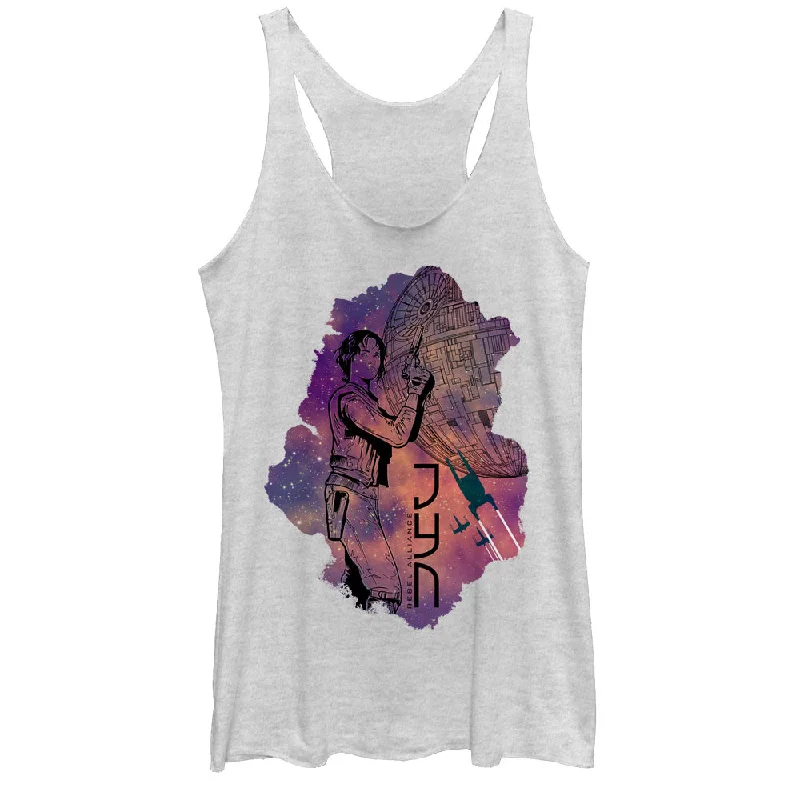 Women's Star Wars Rogue One Jyn Cartoon Space Print Racerback Tank Top stylish tank top